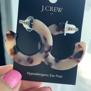 J. Crew Brown and Cream Patterned Hoop Earrings